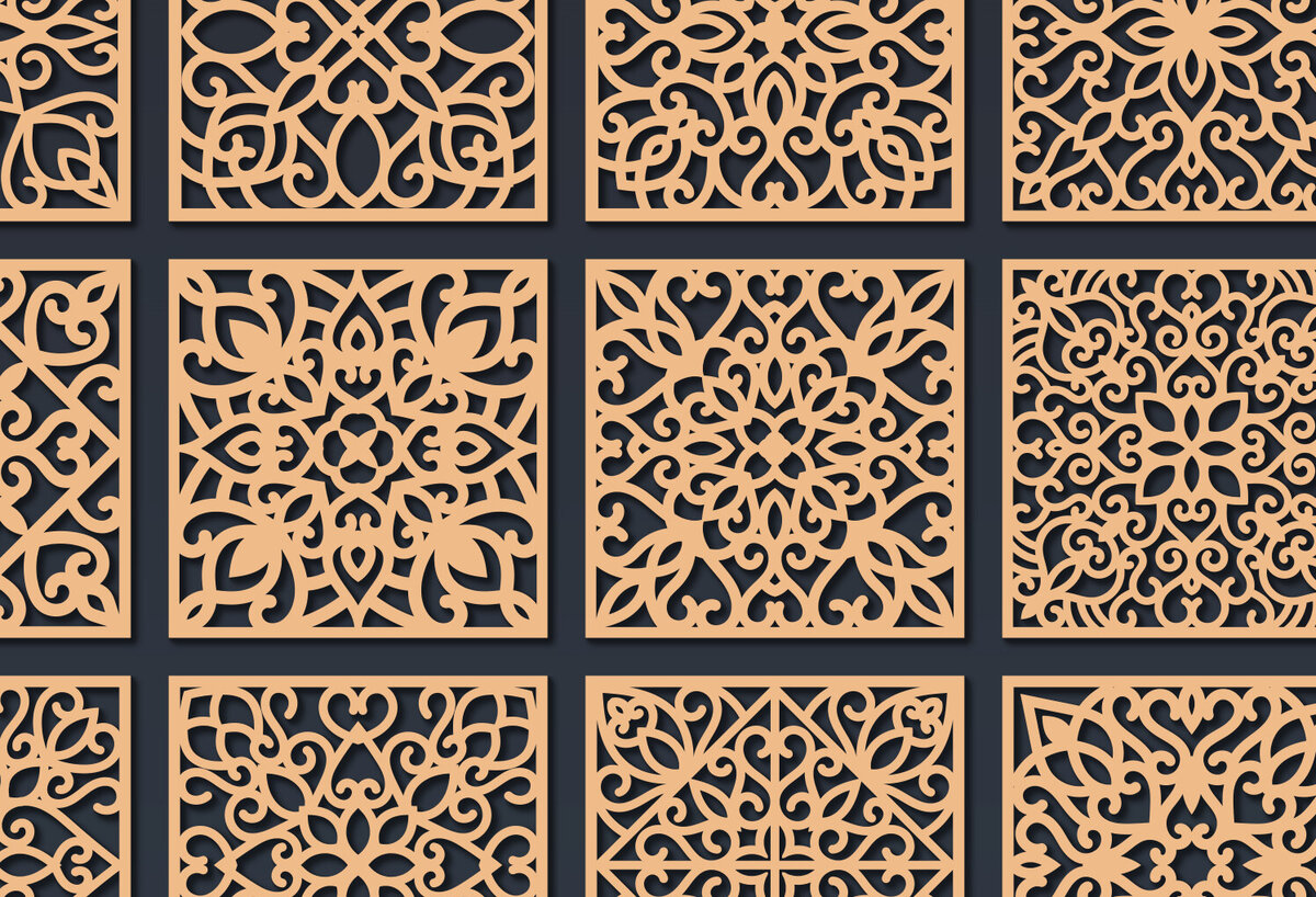 Σετ των 2 Intra απο ξύλο plywood 3mm-4mm πάχος – Svg Coaster Laser Vector  Δίασταση  20x20 cm INTRAFABR-82547554