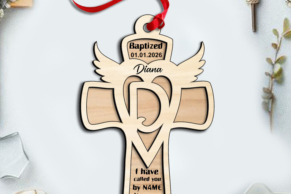 Σετ των 2 Intra απο ξύλο plywood 3mm-4mm πάχος – SVG Cross Gift Letter D Στολίδι με λέιζερ Δίασταση  20x20 cm INTRAFABR-116588670