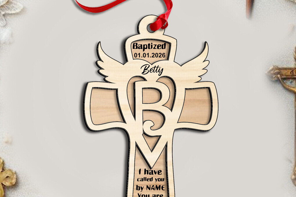 Σετ των 2 Intra απο ξύλο plywood 3mm-4mm πάχος – SVG Cross Letter B Laser Στολίδι Δώρο Δίασταση  20x20 cm INTRAFABR-116558650