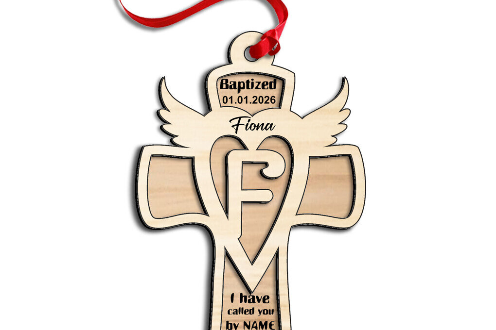 Σετ των 2 Intra απο ξύλο plywood 3mm-4mm πάχος – Στολίδι δώρου με λέιζερ Cross Letter F Δίασταση  20x20 cm INTRAFABR-116588757