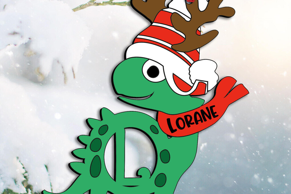 Σετ των 2 Intra απο ξύλο plywood 3mm-4mm πάχος – SVG Dino Letter L Χριστουγεννιάτικο Στολίδι Δίασταση  20x20 cm INTRAFABR-111676681