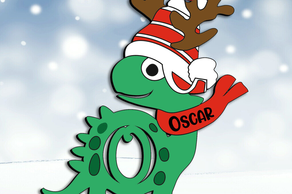 Σετ των 2 Intra απο ξύλο plywood 3mm-4mm πάχος – SVG Dino Letter O Χριστουγεννιάτικο Στολίδι Δίασταση  20x20 cm INTRAFABR-111682752