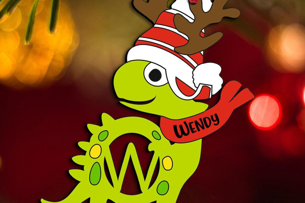 Σετ των 2 Intra απο ξύλο plywood 3mm-4mm πάχος – Χριστουγεννιάτικο στολίδι Dino W Letter Δίασταση  20x20 cm INTRAFABR-111730156