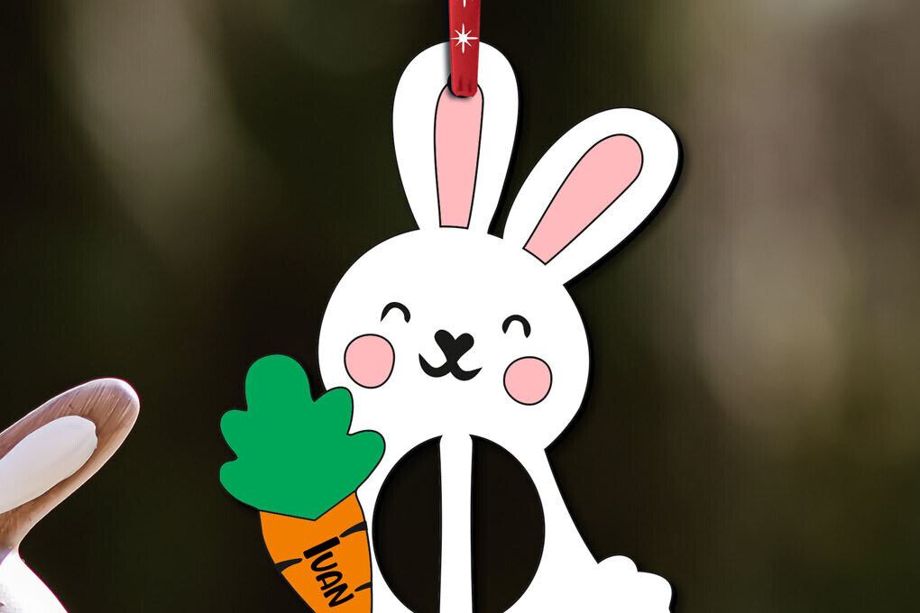 Σετ των 2 Intra απο ξύλο plywood 3mm-4mm πάχος – SVG Πασχαλινό Στολίδι Δώρο Λαγουδάκι I Δίασταση  20x20 cm INTRAFABR-113071680