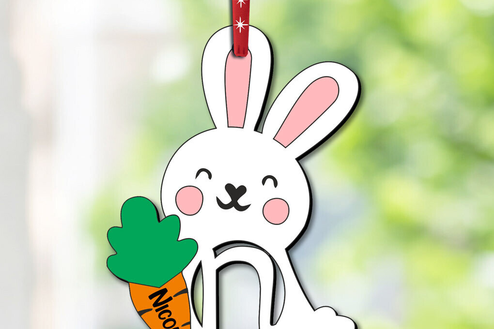 Σετ των 2 Intra απο ξύλο plywood 3mm-4mm πάχος – SVG Πασχαλινό Στολίδι Letter N Κουνελάκι Δώρο Δίασταση  20x20 cm INTRAFABR-113130196