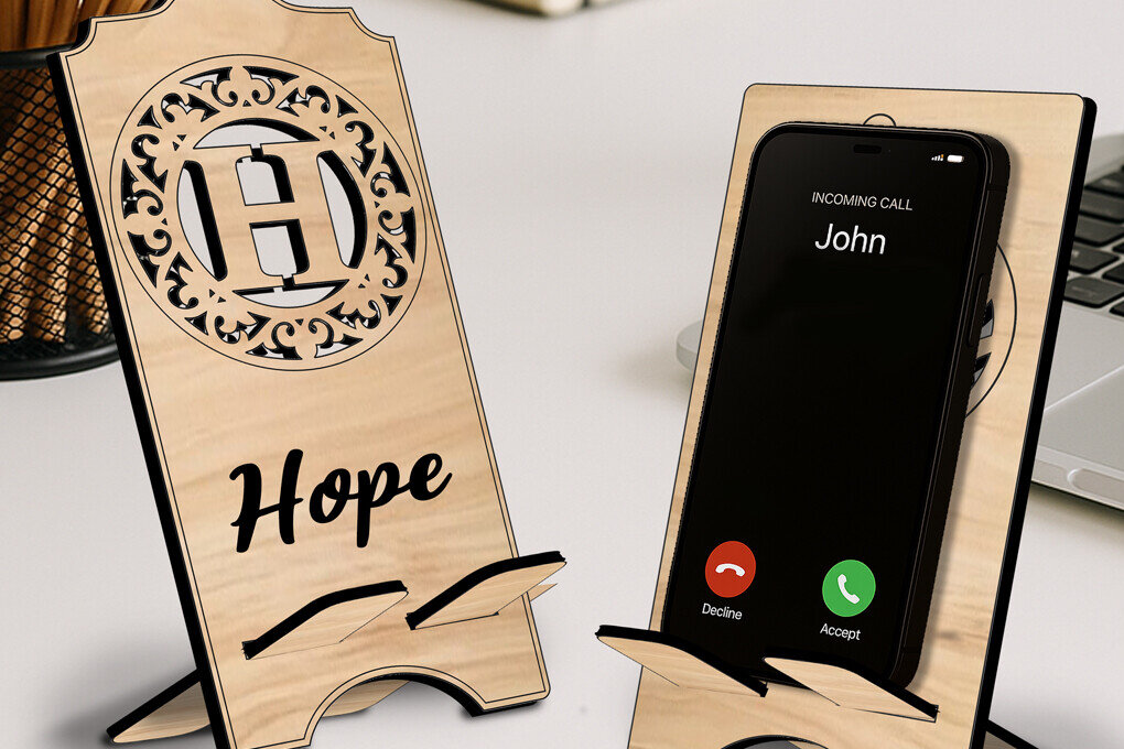 Σετ των 2 Intra απο ξύλο plywood 3mm-4mm πάχος – Υποδοχή τηλεφώνου Fleur-de-lis Letter H Δίασταση  20x20 cm INTRAFABR-122978330