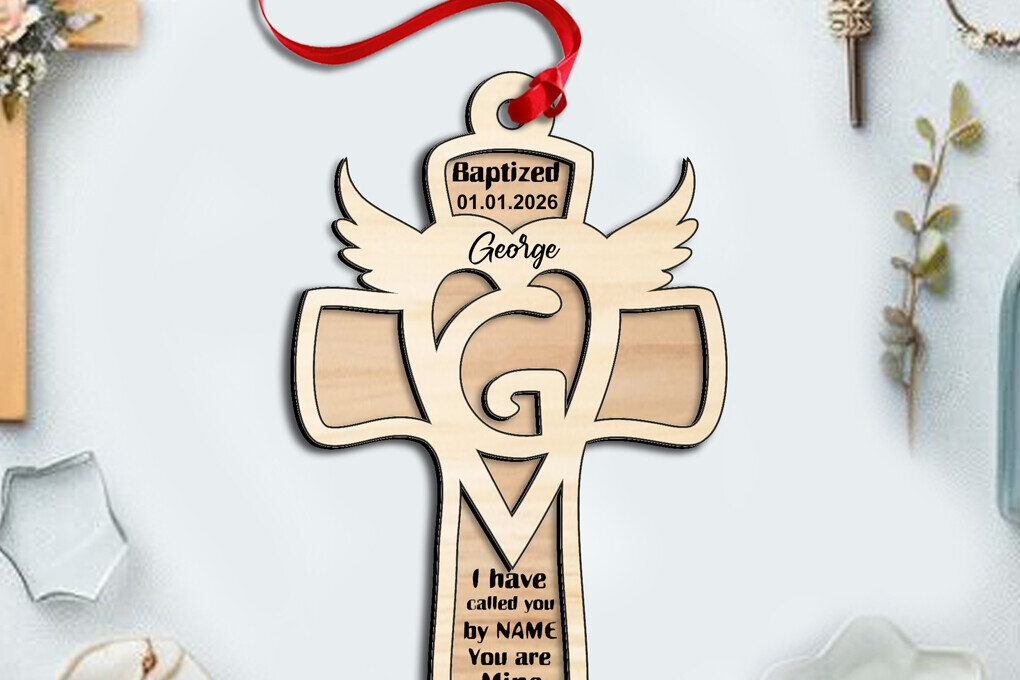 Σετ των 2 Intra απο ξύλο plywood 3mm-4mm πάχος – SVG Δώρο Γράμμα G Laser Σταυρός Στολίδι Δίασταση  20x20 cm INTRAFABR-116588827