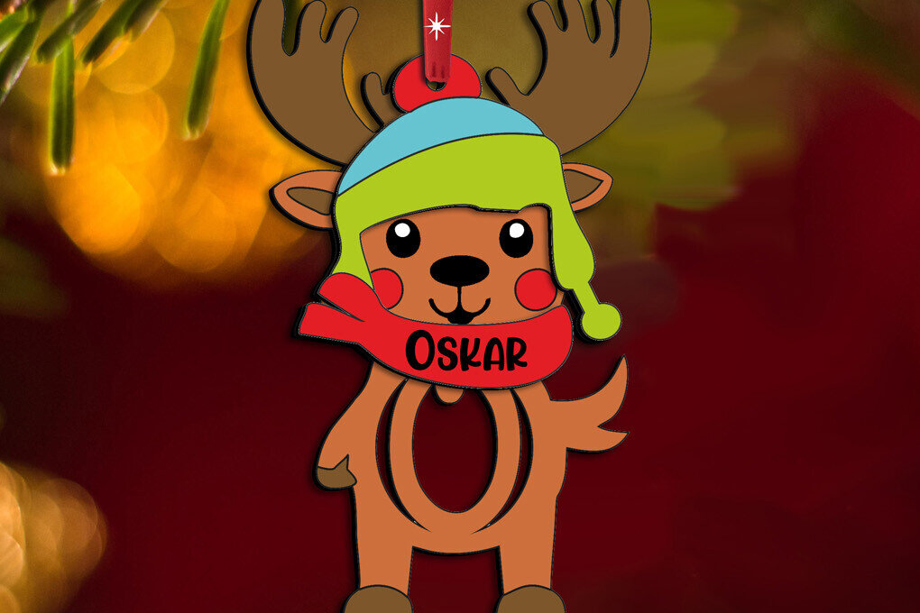 Σετ των 2 Intra απο ξύλο plywood 3mm-4mm πάχος – SVG Holiday Letter O Deer Χριστουγεννιάτικο δώρο Δίασταση  20x20 cm INTRAFABR-111509968