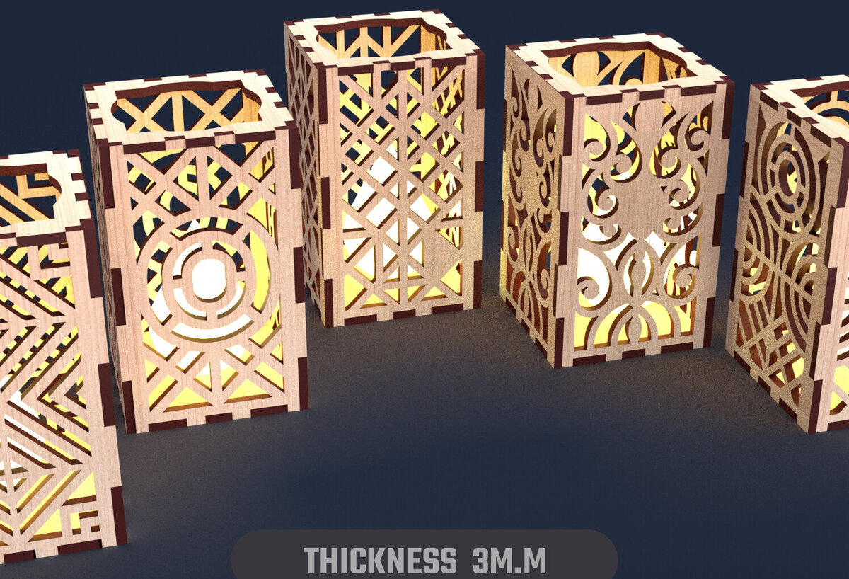 Σετ των 2 Intra απο ξύλο plywood 3mm-4mm πάχος – Αρχεία κοπής με λέιζερ για θήκες ρεσώ Δίασταση  20x20 cm INTRAFABR-88248024