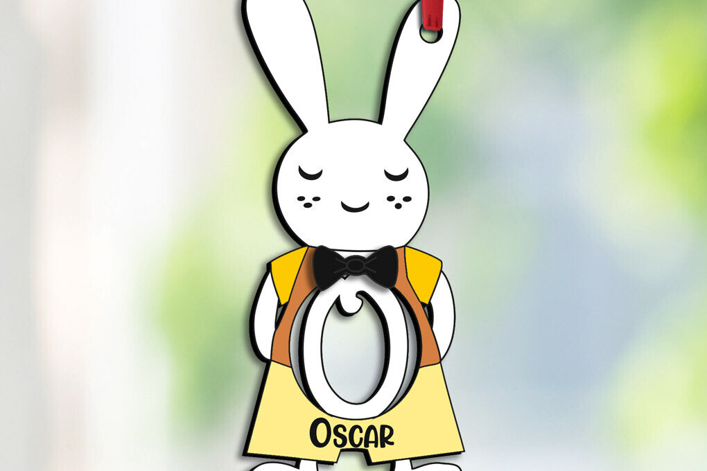 Σετ των 2 Intra απο ξύλο plywood 3mm-4mm πάχος – SVG Letter O Δώρο Πασχαλινό λαγουδάκι Δίασταση  20x20 cm INTRAFABR-114760172