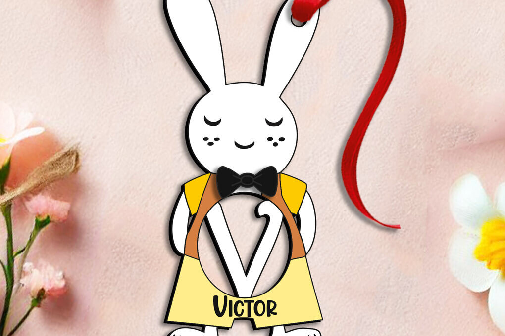 Σετ των 2 Intra απο ξύλο plywood 3mm-4mm πάχος – SVG Letter V Δώρο Πασχαλινό λαγουδάκι Δίασταση  20x20 cm INTRAFABR-114811687