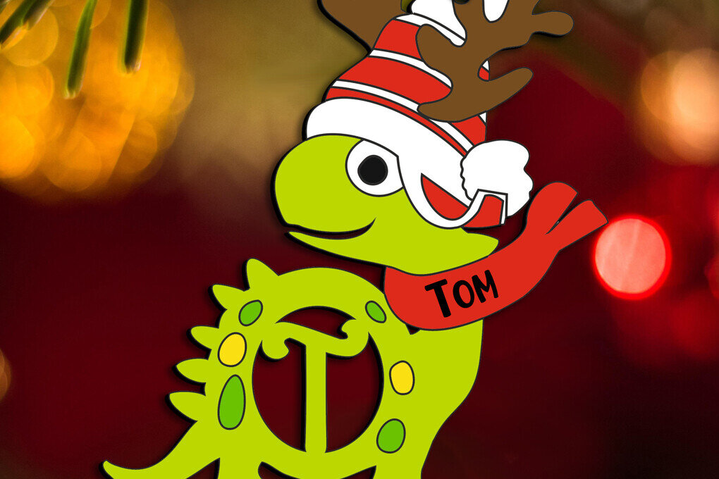 Σετ των 2 Intra απο ξύλο plywood 3mm-4mm πάχος – SVG Laser Dino Letter T Χριστουγεννιάτικο Στολίδι Δίασταση  20x20 cm INTRAFABR-111729996