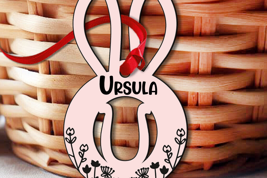 Σετ των 2 Intra απο ξύλο plywood 3mm-4mm πάχος – SVG Laser Πασχαλινό γράμμα U Bunny Basket Δίασταση  20x20 cm INTRAFABR-118450566