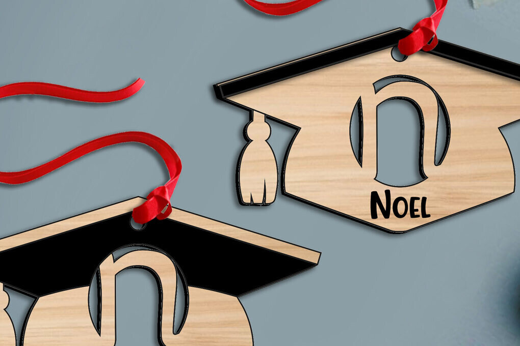 Σετ των 2 Intra απο ξύλο plywood 3mm-4mm πάχος – Στολίδι αποφοίτησης Laser Letter N Δίασταση  20x20 cm INTRAFABR-115914917