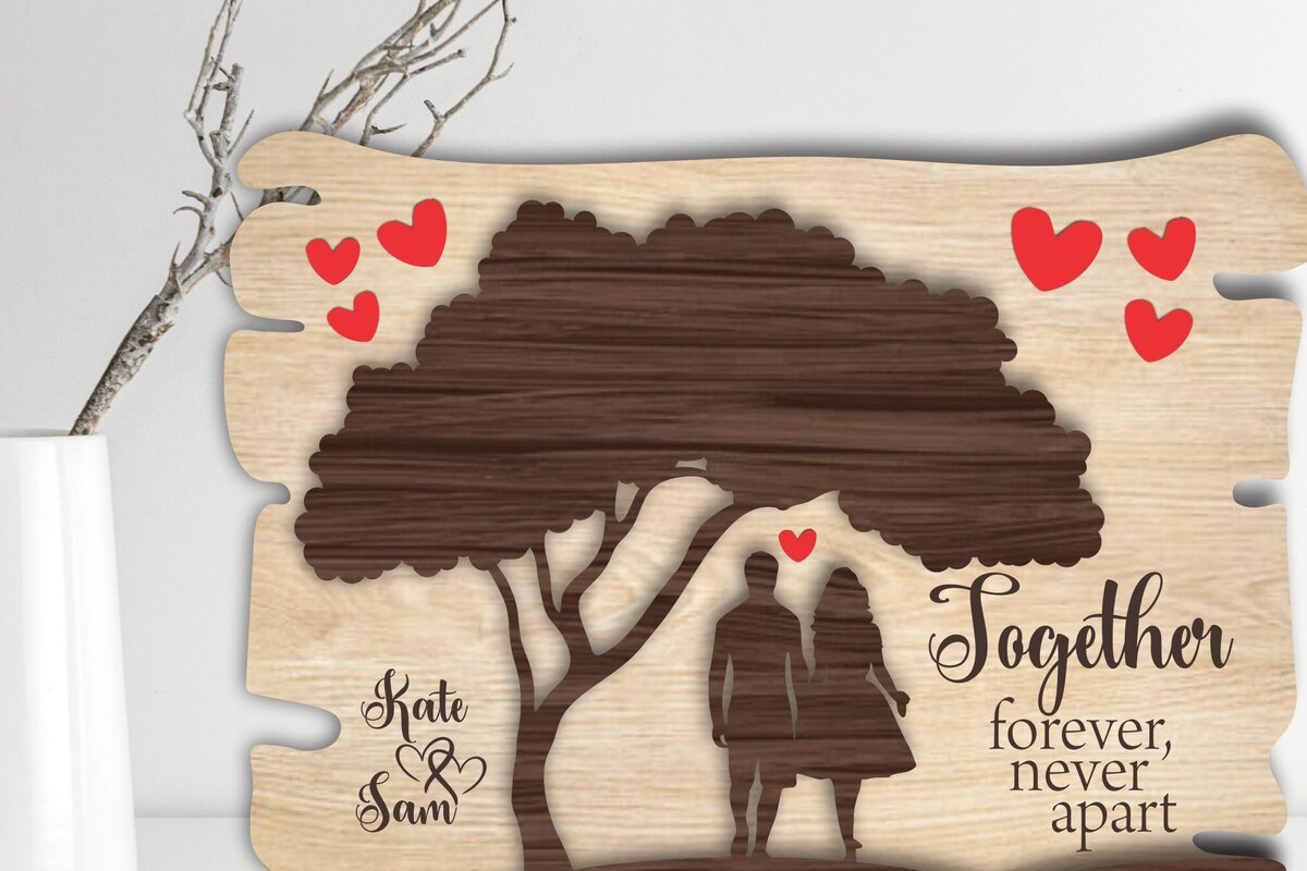 Σετ των 2 Intra απο ξύλο plywood 3mm-4mm πάχος – Σημάδι ραφιού για την Ημέρα του Αγίου Βαλεντίνου Δίασταση  20x20 cm INTRAFABR-115674887