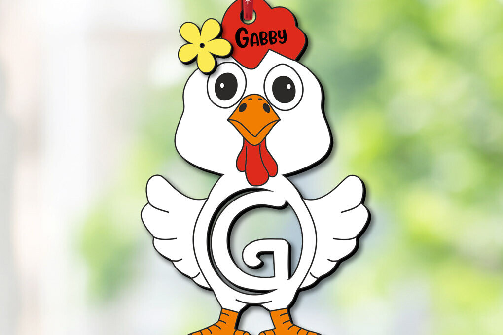 Σετ των 2 Intra απο ξύλο plywood 3mm-4mm πάχος – SVG Letter G Δώρο για διακοπές με κοτόπουλο για το Πάσχα Δίασταση  20x20 cm INTRAFABR-113938679