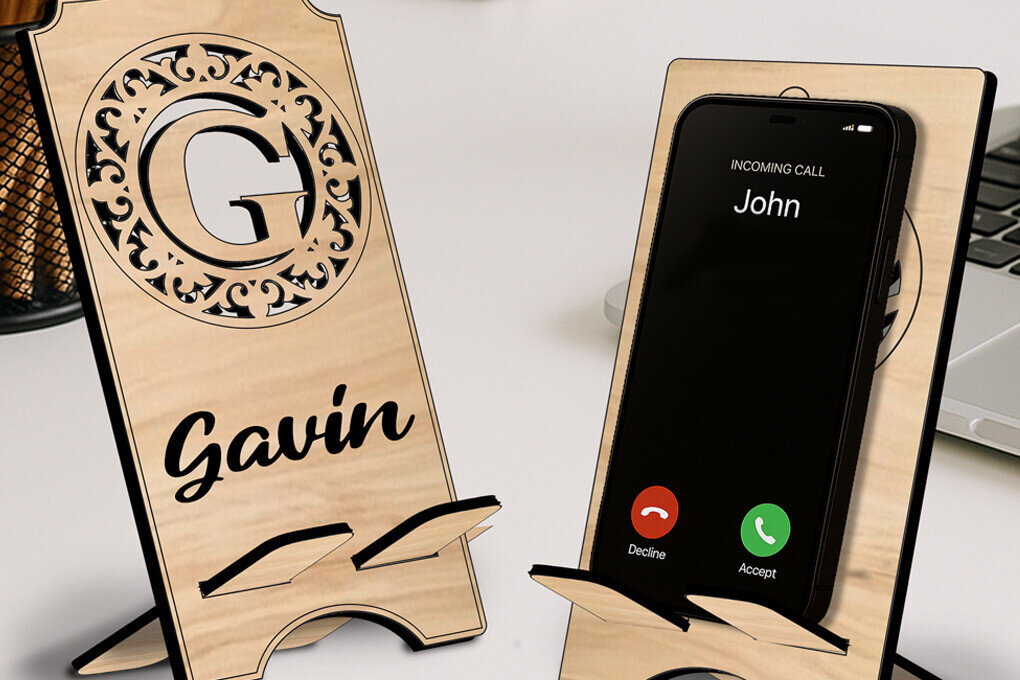 Σετ των 2 Intra απο ξύλο plywood 3mm-4mm πάχος – SVG Letter G Μονόγραμμα θήκης τηλεφώνου Alpha Δίασταση  20x20 cm INTRAFABR-122978260