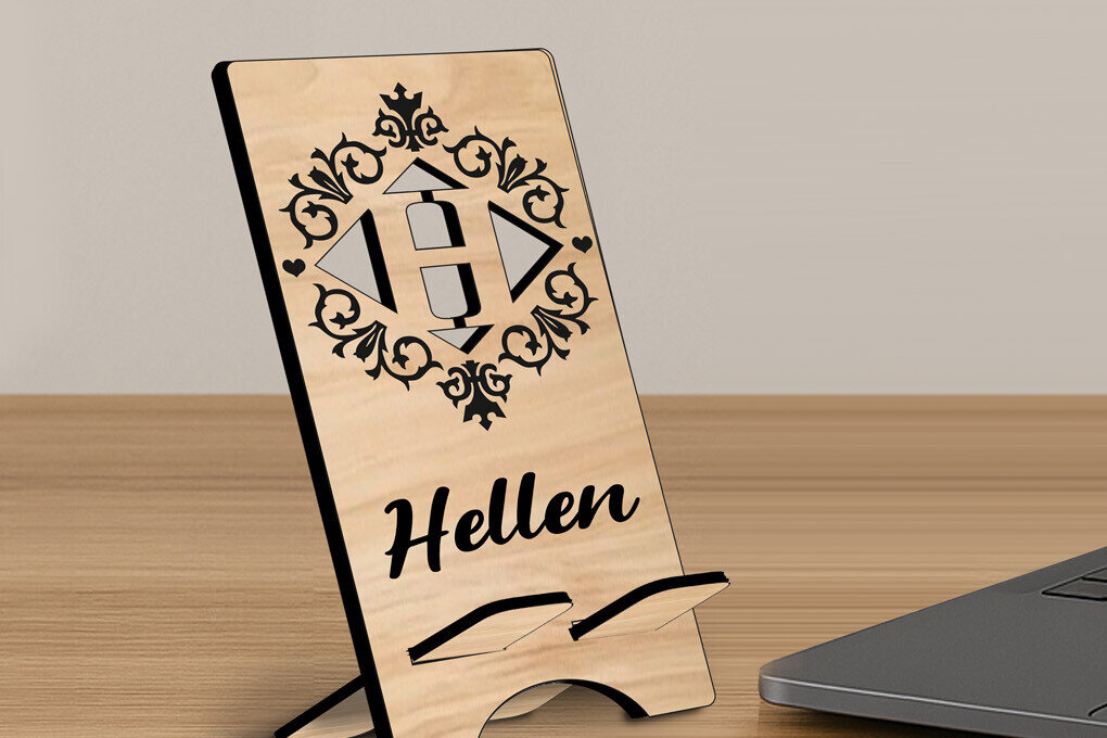 Σετ των 2 Intra απο ξύλο plywood 3mm-4mm πάχος – SVG Letter H Μονόγραμμα θήκης τηλεφώνου Alpha Δίασταση  20x20 cm INTRAFABR-122834052