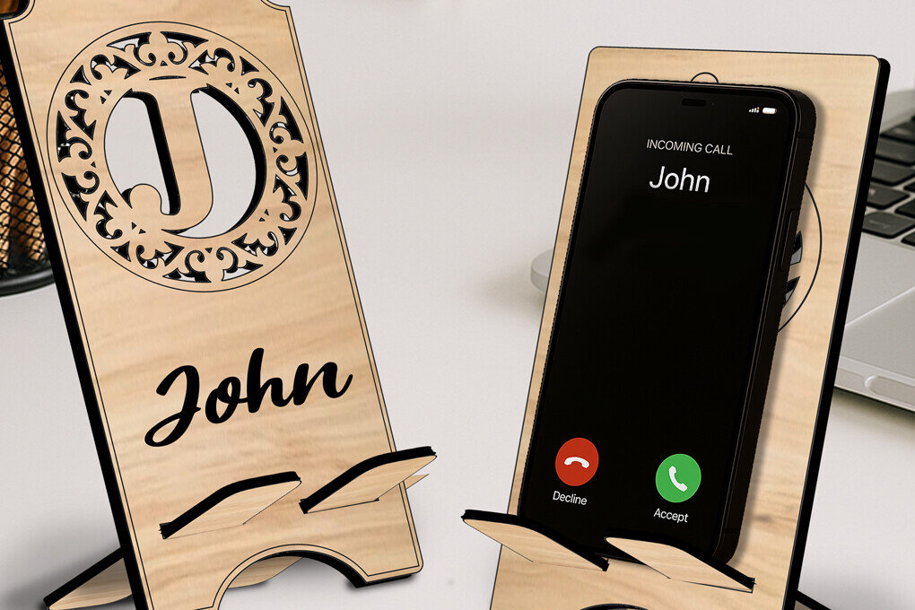 Σετ των 2 Intra απο ξύλο plywood 3mm-4mm πάχος – SVG Letter J Fleur-de-lis Τηλέφωνο κατόχου Δίασταση  20x20 cm INTRAFABR-122978455