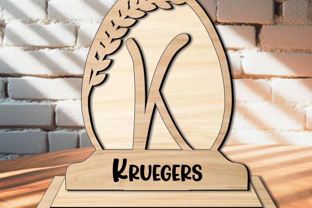 Σετ των 2 Intra απο ξύλο plywood 3mm-4mm πάχος – SVG Γράμμα K Μονόγραμμα Πασχαλινό αλφάβητο Δίασταση  20x20 cm INTRAFABR-119335385