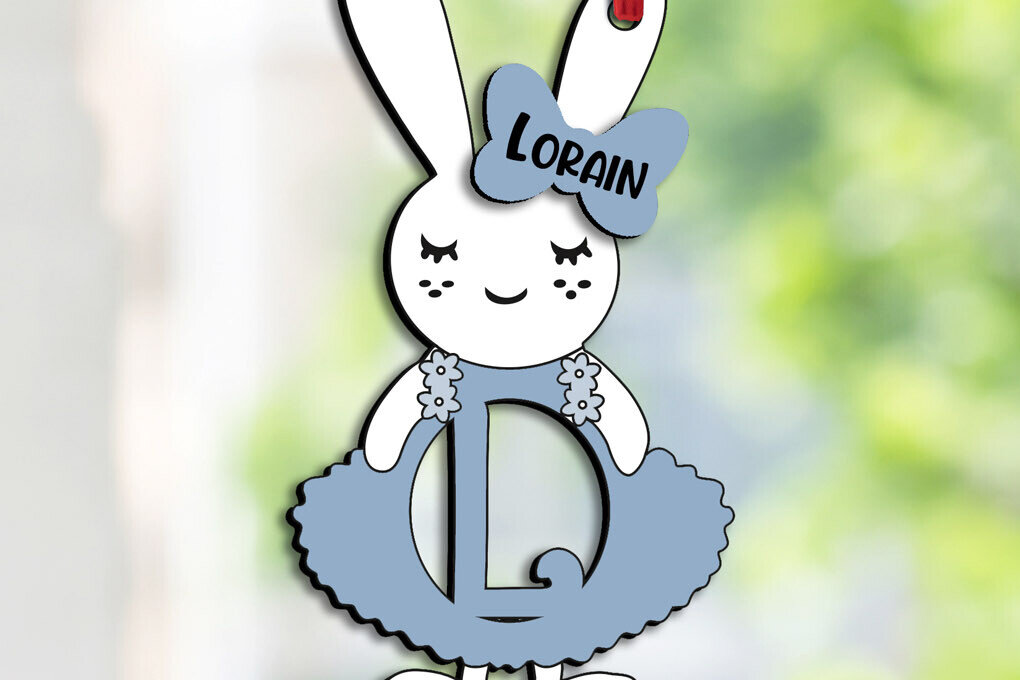 Σετ των 2 Intra απο ξύλο plywood 3mm-4mm πάχος – SVG Letter L Πασχαλινό φόρεμα λαγουδάκι Laser Δίασταση  20x20 cm INTRAFABR-114411506