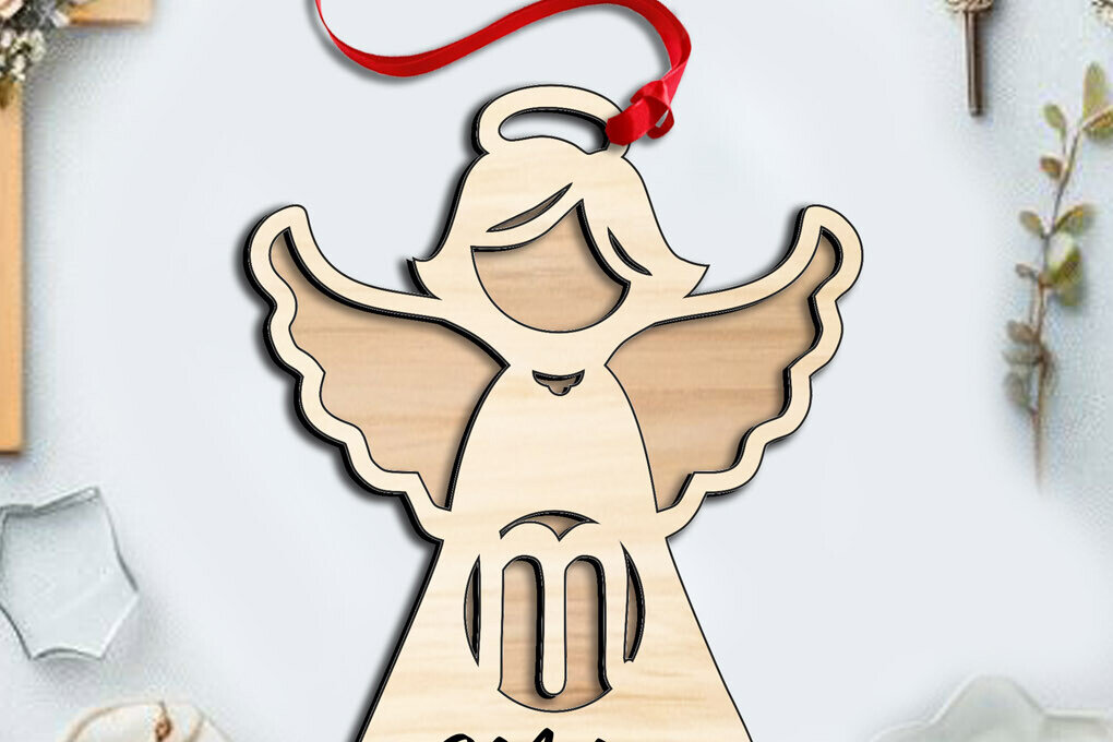 Σετ των 2 Intra απο ξύλο plywood 3mm-4mm πάχος – SVG Letter M Angel Laser Στολίδι Δώρο Δίασταση  20x20 cm INTRAFABR-116282091