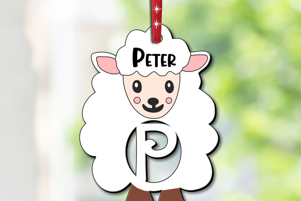 Σετ των 2 Intra απο ξύλο plywood 3mm-4mm πάχος – SVG Γράμμα P Αρνί Πρόβατο Δώρο Πάσχα Δίασταση  20x20 cm INTRAFABR-112776321