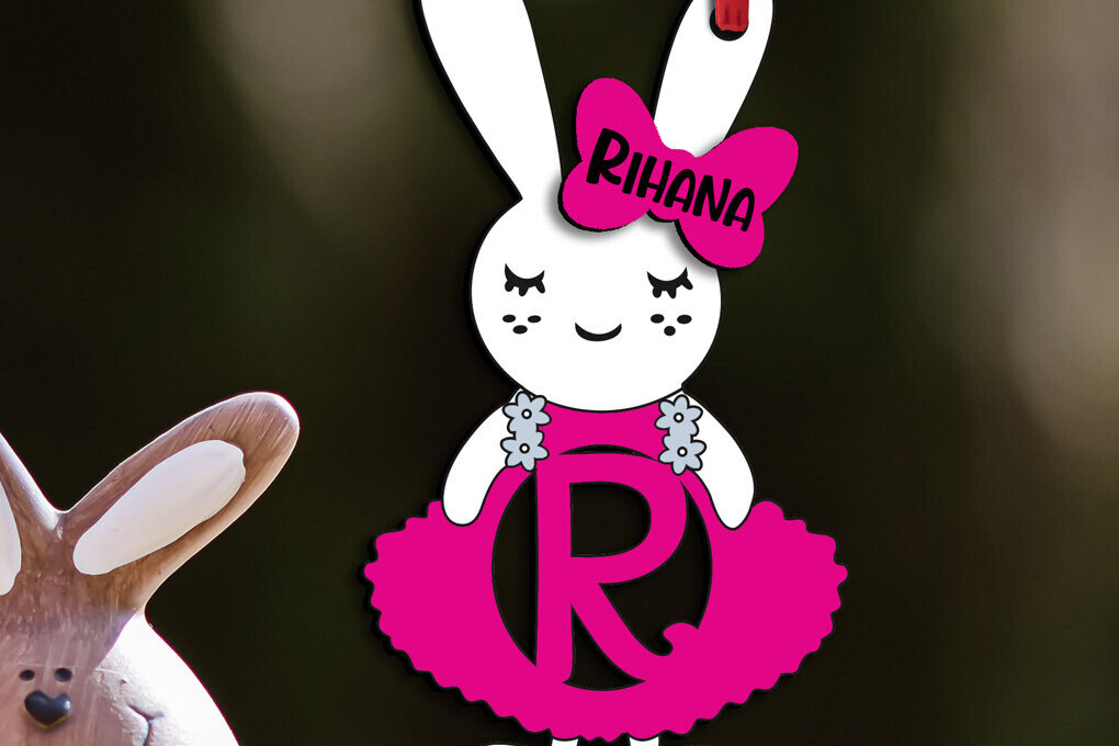 Σετ των 2 Intra απο ξύλο plywood 3mm-4mm πάχος – SVG Letter R Πασχαλινό φόρεμα λαγουδάκι Laser Δίασταση  20x20 cm INTRAFABR-114576008