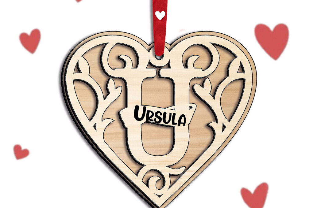 Σετ των 2 Intra απο ξύλο plywood 3mm-4mm πάχος – SVG Letter U Κοπή λέιζερ για την Ημέρα του Αγίου Βαλεντίνου Δίασταση  20x20 cm INTRAFABR-115467276