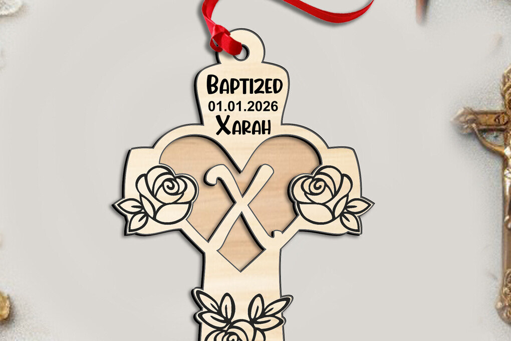 Σετ των 2 Intra απο ξύλο plywood 3mm-4mm πάχος – SVG Letter X Cross Rose Gift Laser Bapti Δίασταση  20x20 cm INTRAFABR-116960056