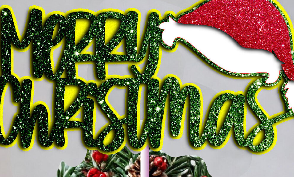 Σετ των 2 Intra απο ξύλο plywood 3mm-4mm πάχος – SVG Merry Christmas Hat, Santa Δίασταση  20x20 cm INTRAFABR-112635623