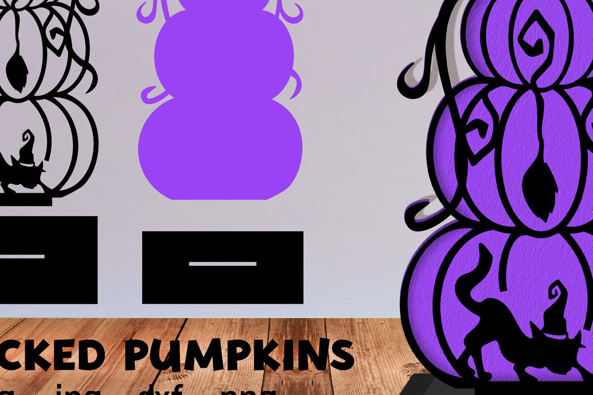 Σετ των 2 Intra απο ξύλο plywood 3mm-4mm πάχος – SVG κολοκύθας Halloween κομμένα με λέιζερ στοιβαγμένα Δίασταση  20x20 cm INTRAFABR-79071529