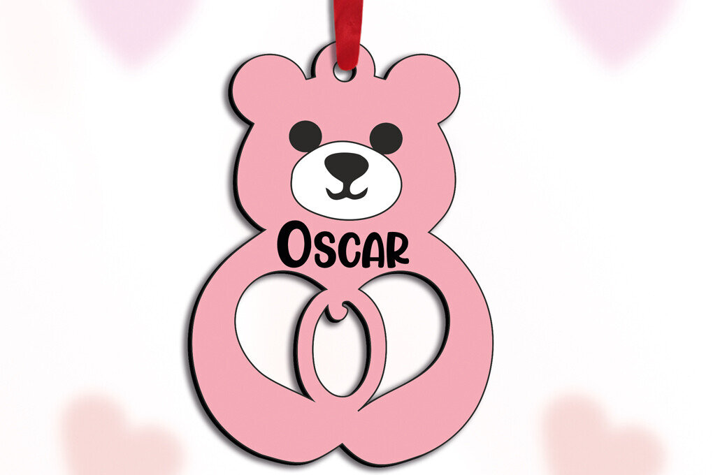 Σετ των 2 Intra απο ξύλο plywood 3mm-4mm πάχος – SVG Ημέρα του Αγίου Βαλεντίνου Love Bear Letter O Δίασταση  20x20 cm INTRAFABR-115304229