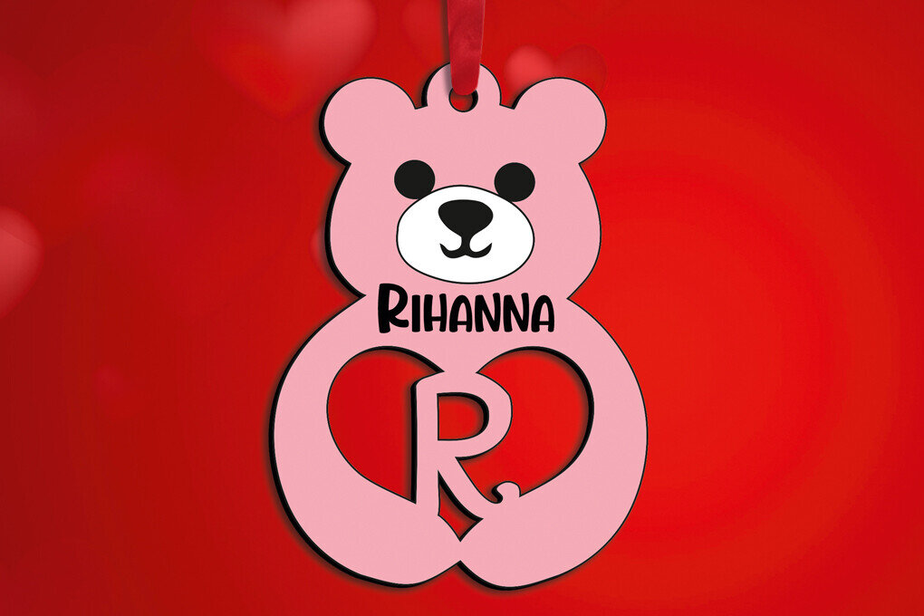 Σετ των 2 Intra απο ξύλο plywood 3mm-4mm πάχος – SVG Ημέρα του Αγίου Βαλεντίνου Love Bear Letter R Δίασταση  20x20 cm INTRAFABR-115304381