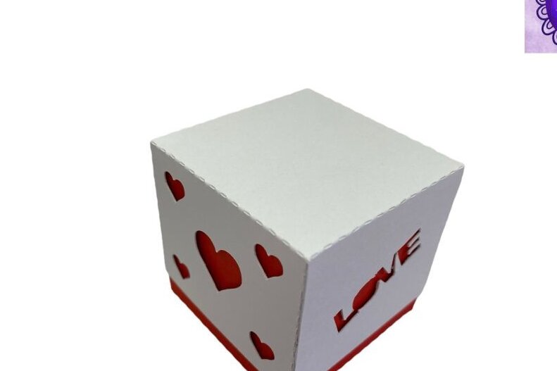 Σετ των 2 Intra απο ξύλο plywood 3mm-4mm πάχος – Κουτί κύβου για την ημέρα του Αγίου Βαλεντίνου Δίασταση  20x20 cm INTRAFABR-58070569