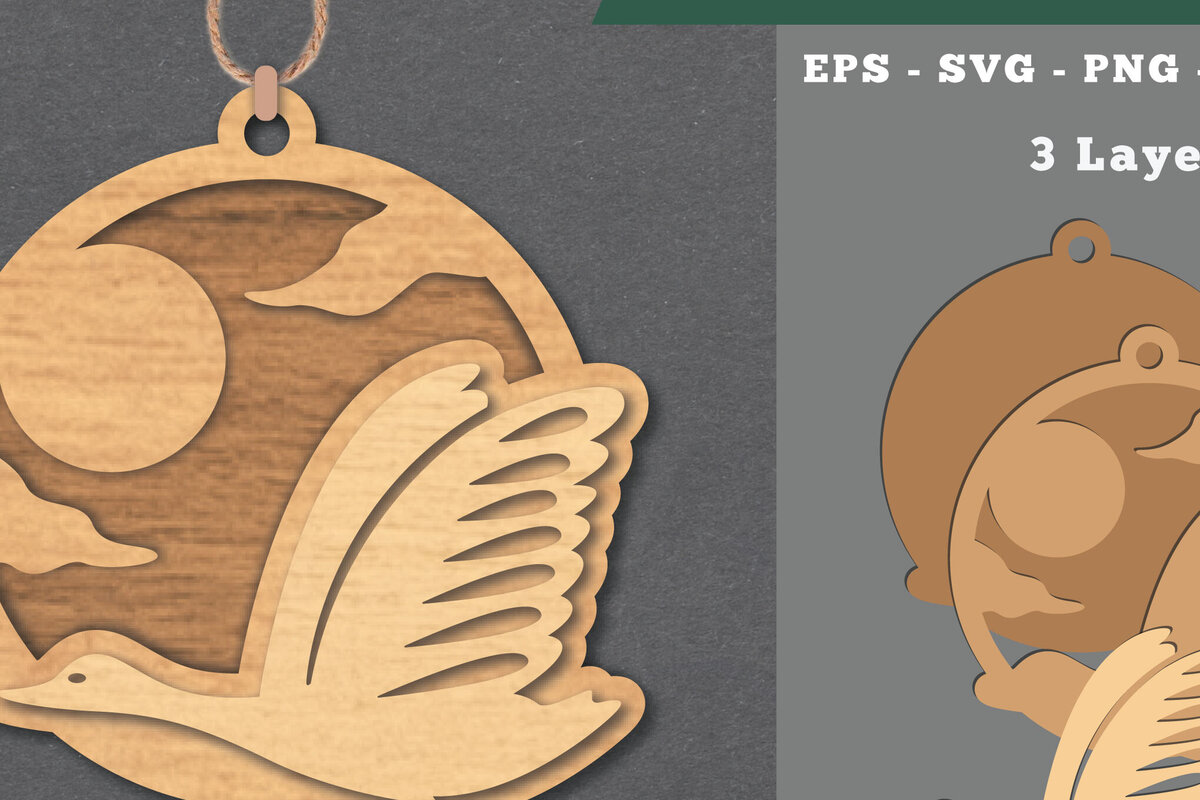 Σετ των 2 Intra απο ξύλο plywood 3mm-4mm πάχος – Στολίδι Swan Δίασταση  20x20 cm INTRAFABR-112070069