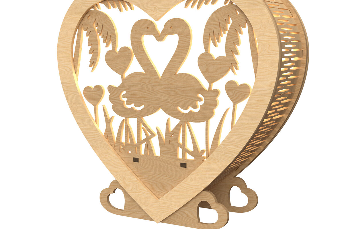Σετ των 2 Intra απο ξύλο plywood 3mm-4mm πάχος – Swan Love Heart Lantern Δίασταση  20x20 cm INTRAFABR-113312248