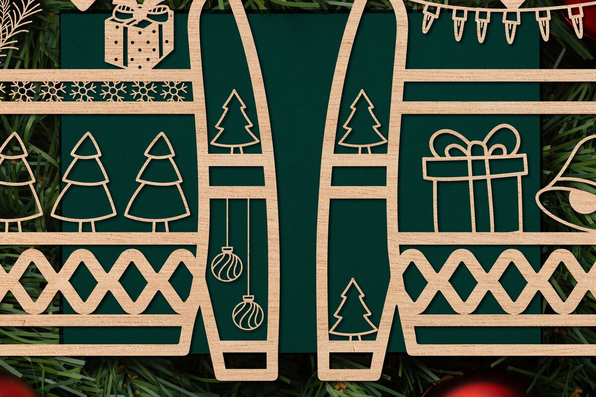 Σετ των 2 Intra απο ξύλο plywood 3mm-4mm πάχος – Πουλόβερ Χριστουγεννιάτικα Στολίδια Πακέτο Δίασταση  20x20 cm INTRAFABR-42790891