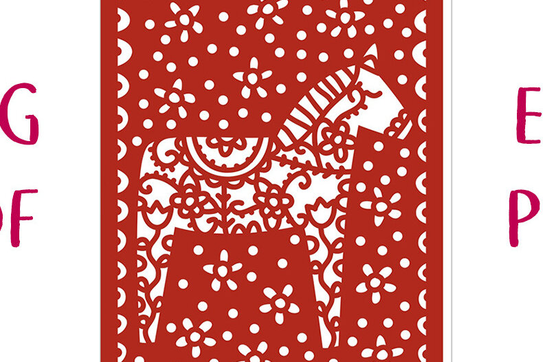 Σετ των 2 Intra απο ξύλο plywood 3mm-4mm πάχος – Σουηδικό Dala Horse Card Δίασταση  20x20 cm INTRAFABR-25776874