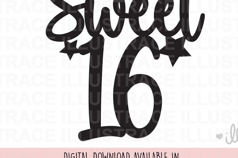 Σετ των 2 Intra απο ξύλο plywood 3mm-4mm πάχος – Sweet 16 - 16th Birthday Cake Topper Δίασταση  20x20 cm INTRAFABR-85909023