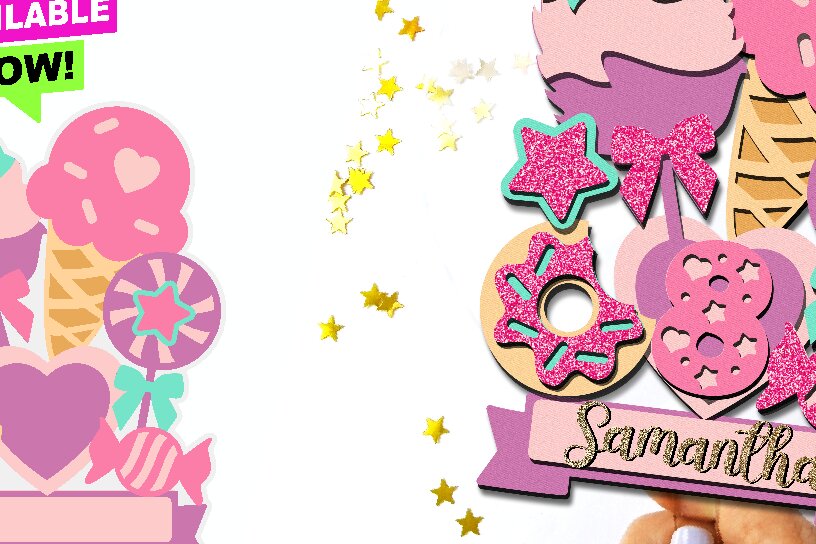 Σετ των 2 Intra απο ξύλο plywood 3mm-4mm πάχος – Sweet Cake Topper Δίασταση  20x20 cm INTRAFABR-91523026