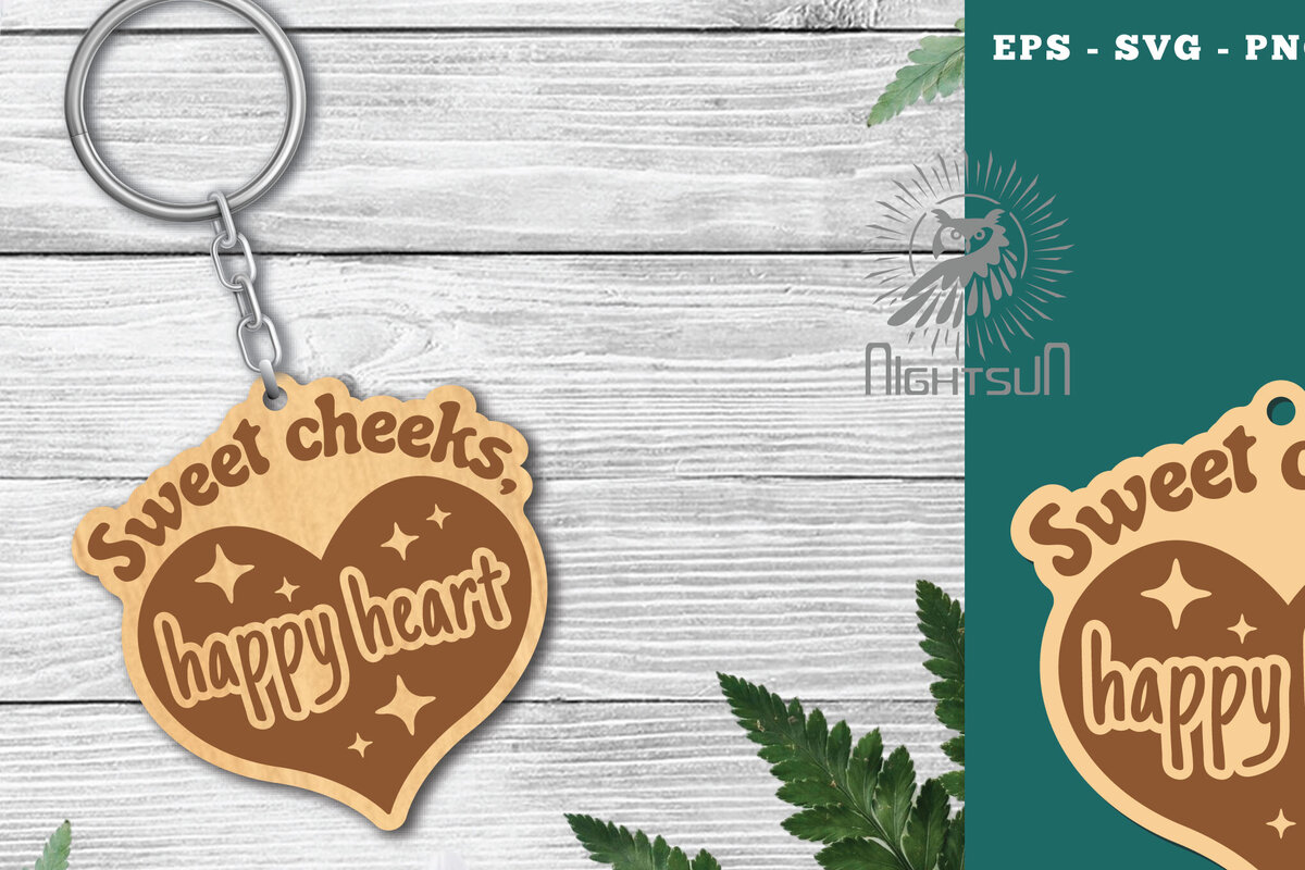 Σετ των 2 Intra απο ξύλο plywood 3mm-4mm πάχος – Γλυκά μάγουλα, Happy Heart Δίασταση  20x20 cm INTRAFABR-118403156