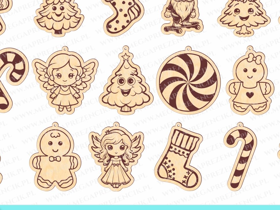 Σετ των 2 Intra απο ξύλο plywood 3mm-4mm πάχος – Sweet Christmas Baubles Δίασταση  20x20 cm INTRAFABR-82504205