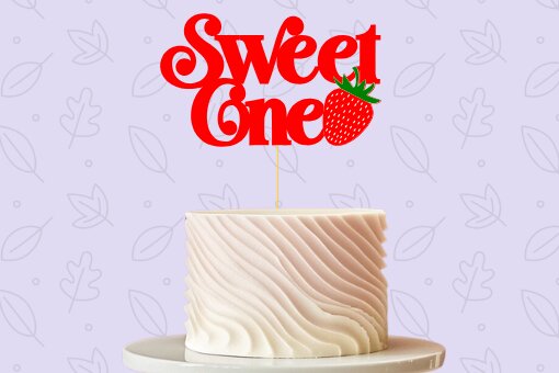 Σετ των 2 Intra απο ξύλο plywood 3mm-4mm πάχος – Sweet One Strawberry Cake Topper Δίασταση  20x20 cm INTRAFABR-97127590