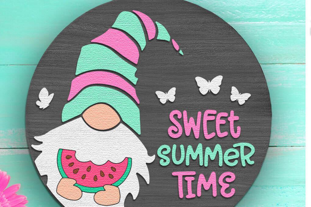 Σετ των 2 Intra απο ξύλο plywood 3mm-4mm πάχος – Sweet SummerTime, πινακίδα πόρτας με στρώσεις Δίασταση  20x20 cm INTRAFABR-119555154