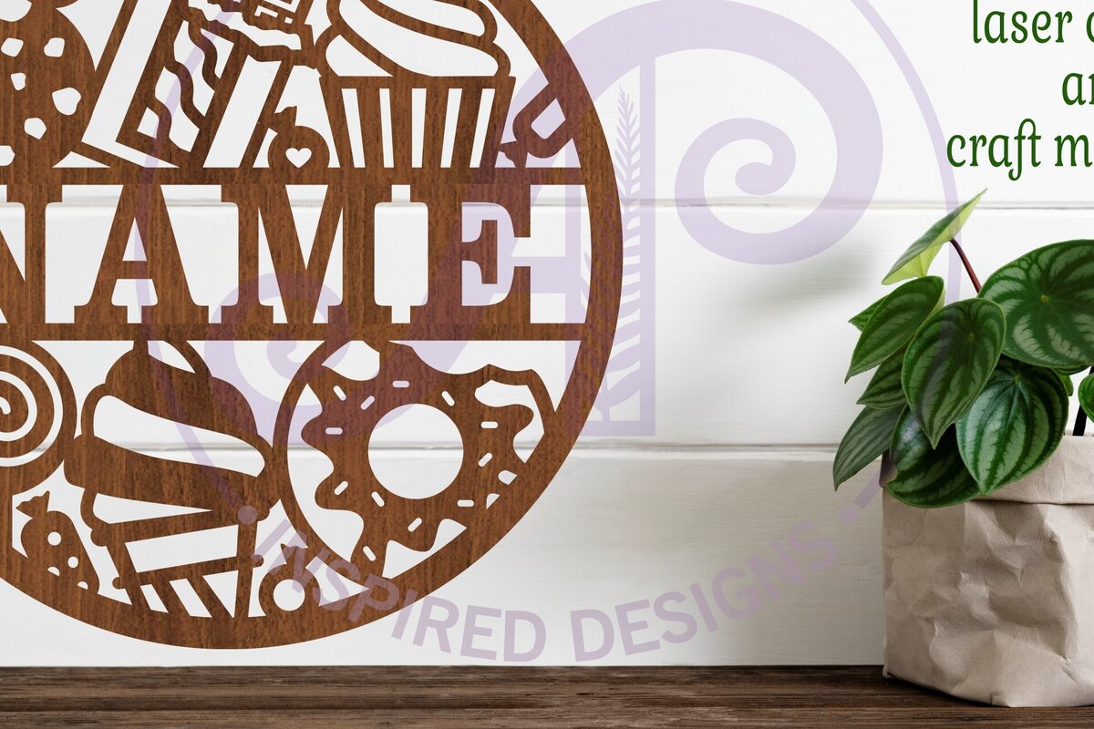 Σετ των 2 Intra απο ξύλο plywood 3mm-4mm πάχος – Sweet Treats Name Sin Δίασταση  20x20 cm INTRAFABR-85173506