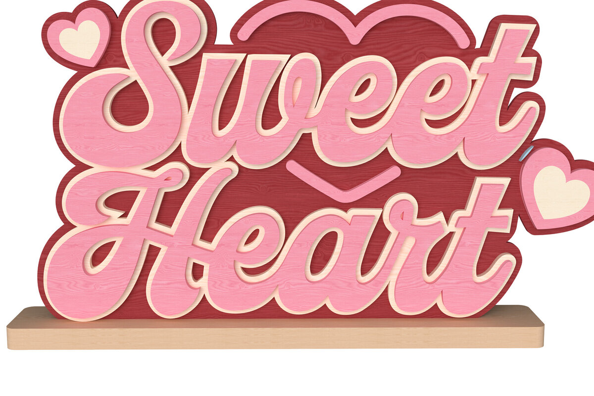 Σετ των 2 Intra απο ξύλο plywood 3mm-4mm πάχος – Sweetheart Valentine's Cut Laser Δίασταση  20x20 cm INTRAFABR-111741778