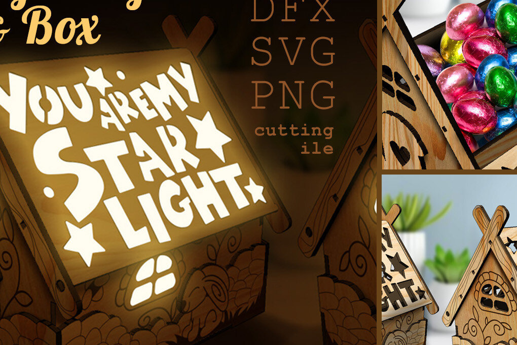 Σετ των 2 Intra απο ξύλο plywood 3mm-4mm πάχος – Sweets Box &amp; Night Light Δίασταση  20x20 cm INTRAFABR-70971467