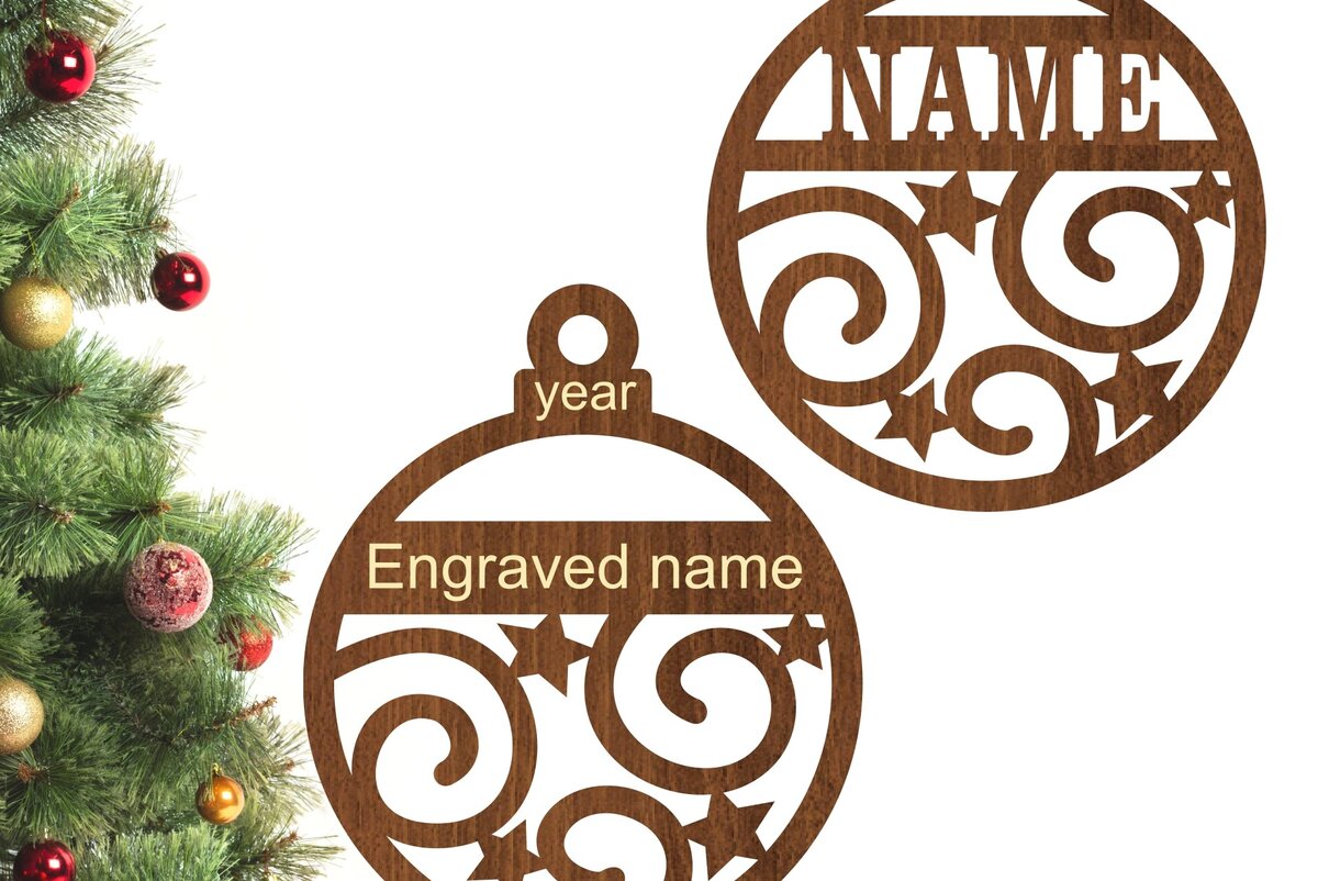 Σετ των 2 Intra απο ξύλο plywood 3mm-4mm πάχος – Swirl Χριστουγεννιάτικο Στολίδι Δίασταση  20x20 cm INTRAFABR-77300554