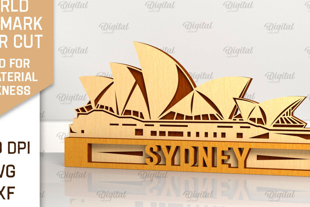 Σετ των 2 Intra απο ξύλο plywood 3mm-4mm πάχος – Sydney Landmark Δίασταση  20x20 cm INTRAFABR-99194080